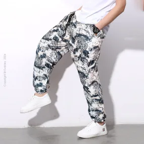 Loose Abstract Leaf Art Jogger Breathable Casual Harem Pants For Men & Women