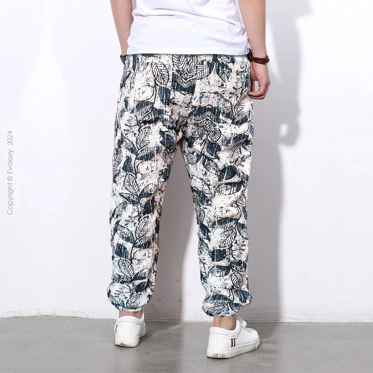 Loose Abstract Leaf Art Jogger Breathable Casual Harem Pants For Men & Women