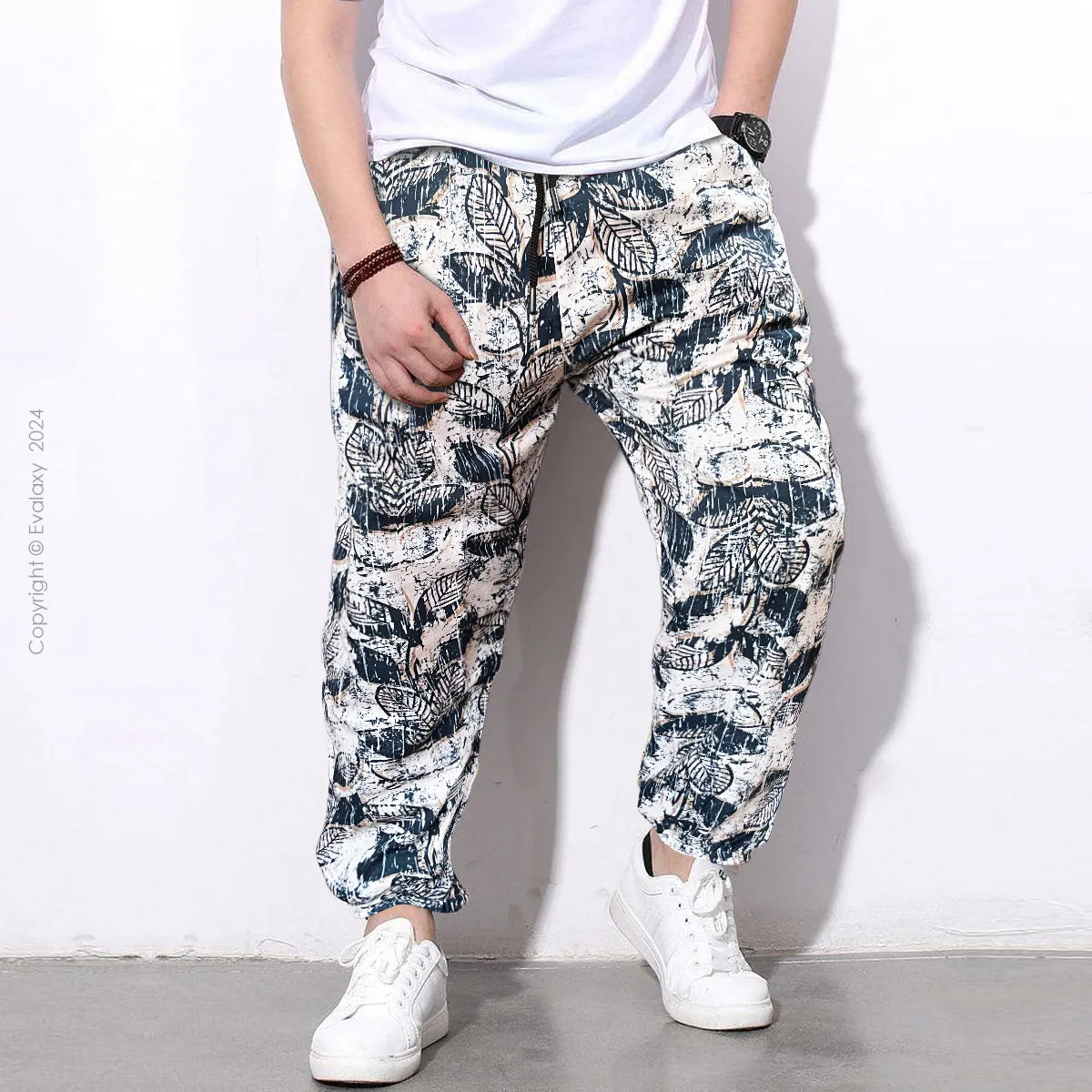 Loose Abstract Leaf Art Jogger Breathable Casual Harem Pants For Men & Women