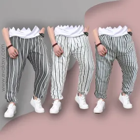 Loose Pants Multi Stripped Jogger Breathable Casual Harem Combo-Unisex Pants for Men and Women (Pack of 3)