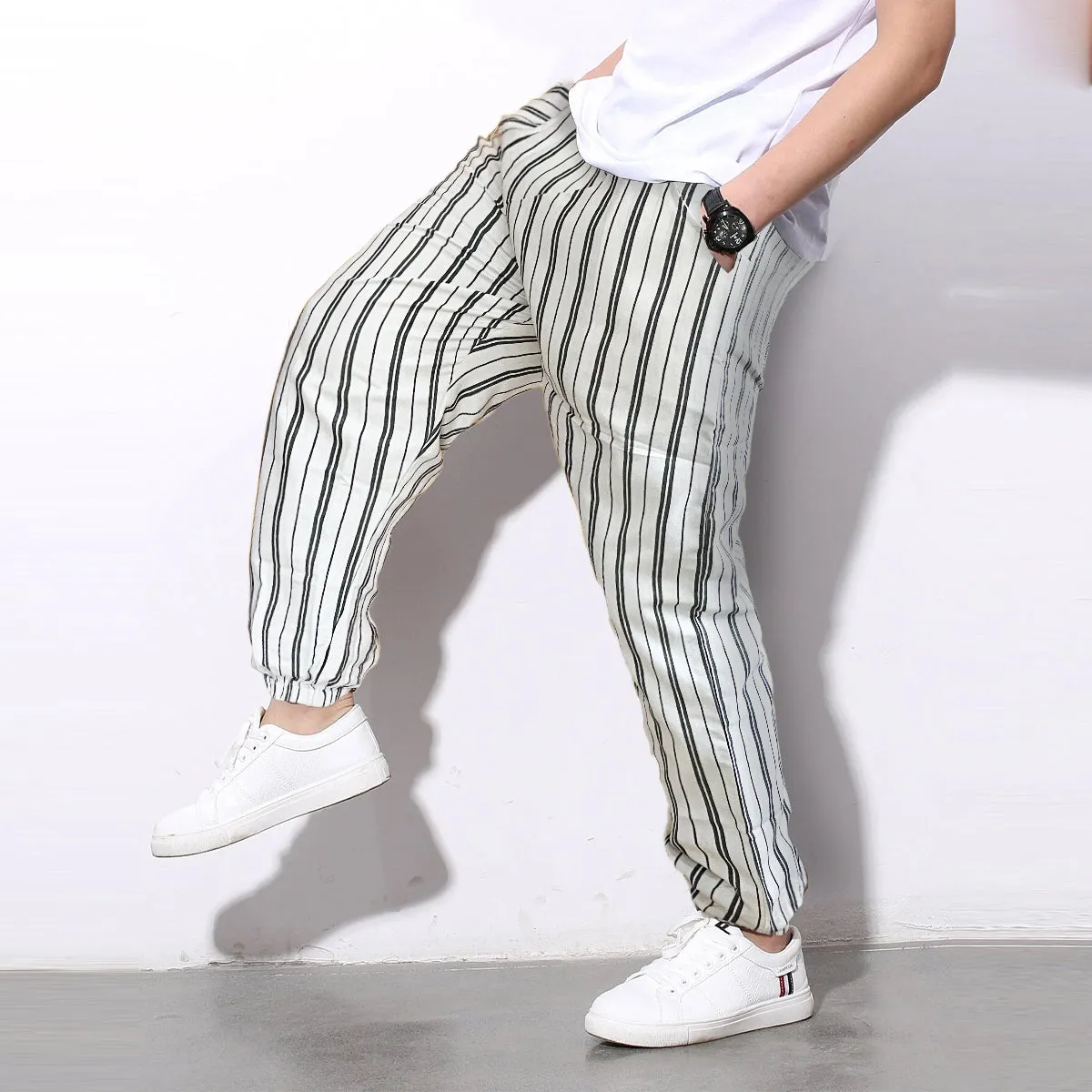 Loose Pants Multi Stripped Jogger Breathable Casual Harem Combo-Unisex Pants for Men and Women (Pack of 3)