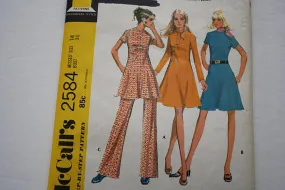 McCall's 2584 Misses Dress in 3 Versions and Pants Vintage 1970's