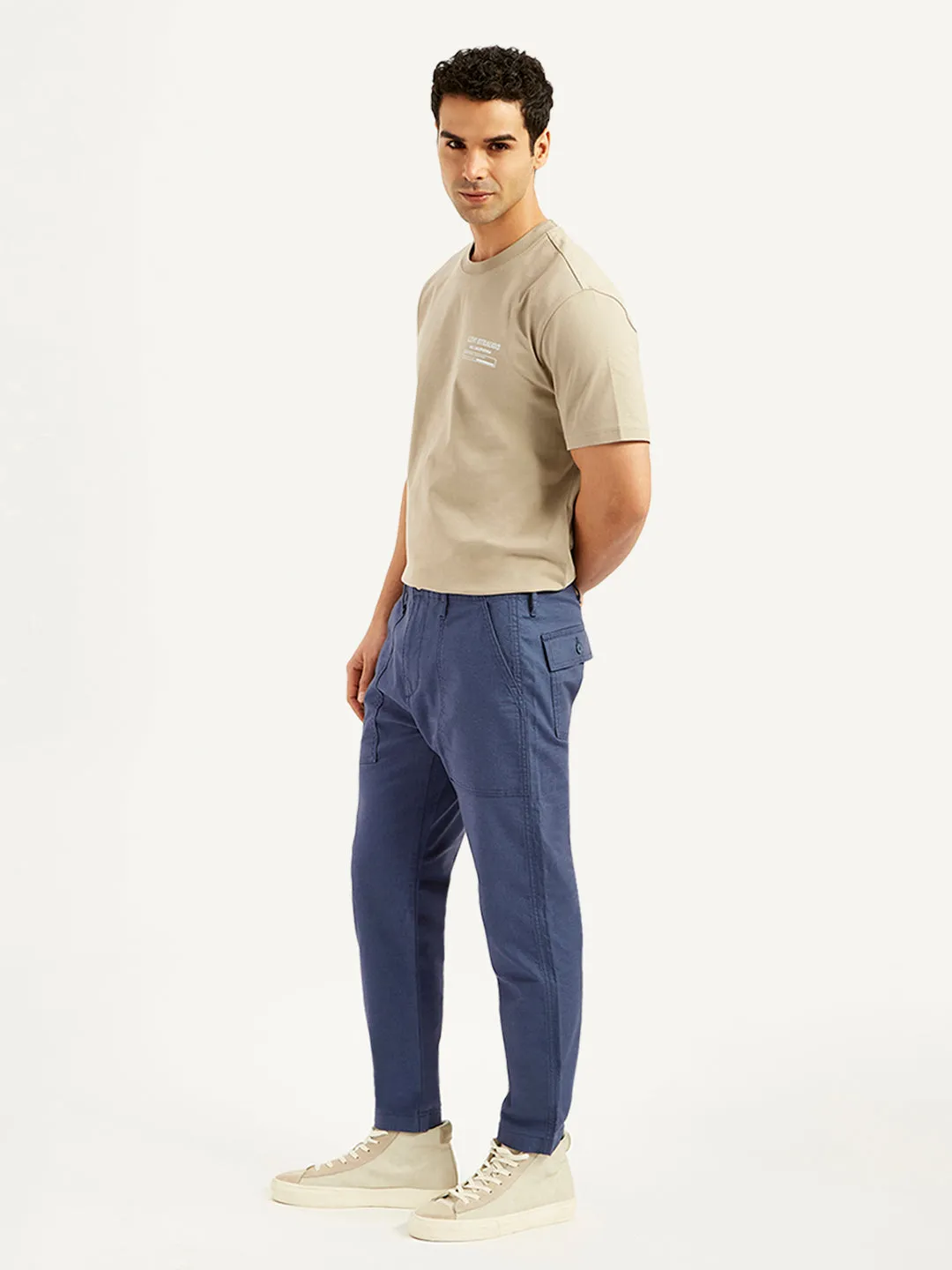 Men's Blue Slim Tapered Fit Utility Trousers