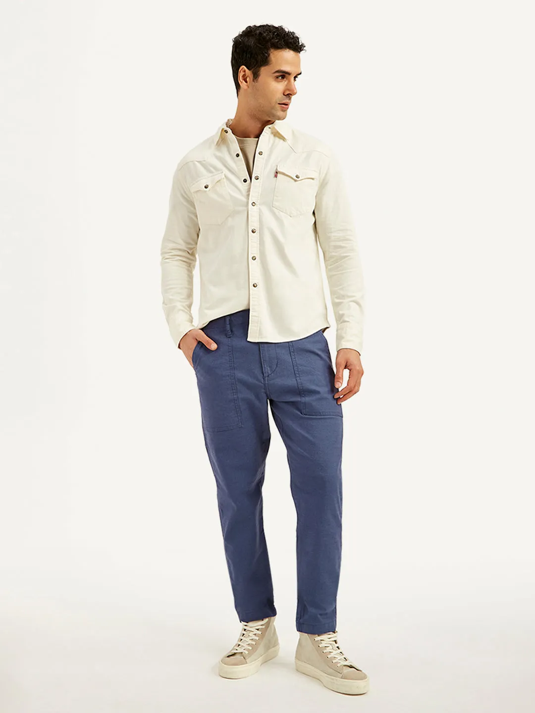 Men's Blue Slim Tapered Fit Utility Trousers