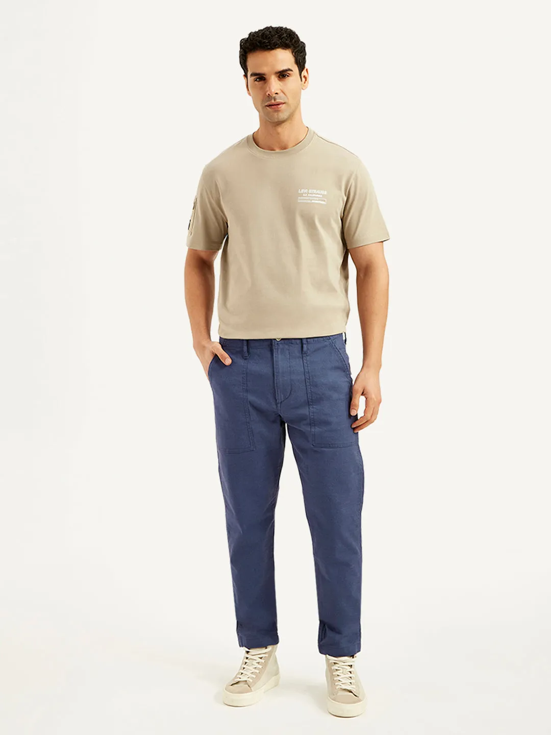 Men's Blue Slim Tapered Fit Utility Trousers