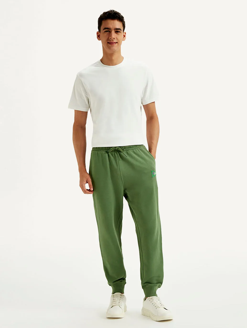 Men's Green Solid Utility Joggers