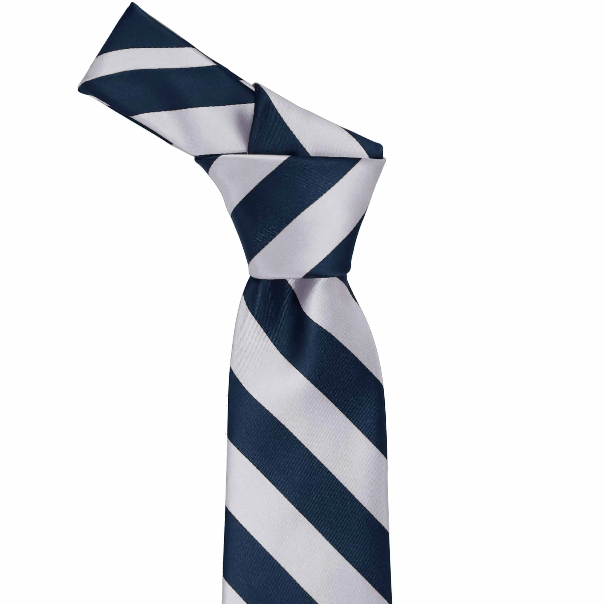Navy Blue and Silver Striped Tie