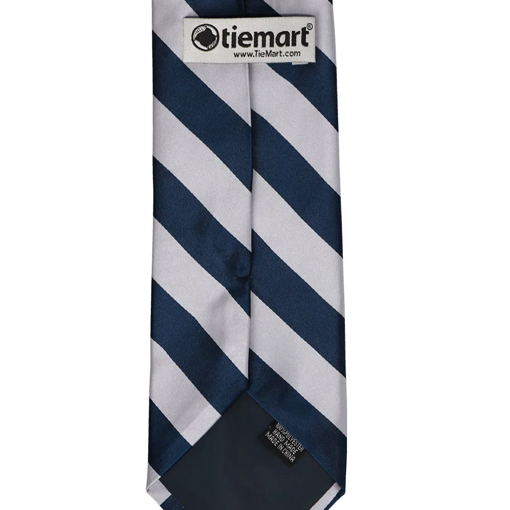 Navy Blue and Silver Striped Tie
