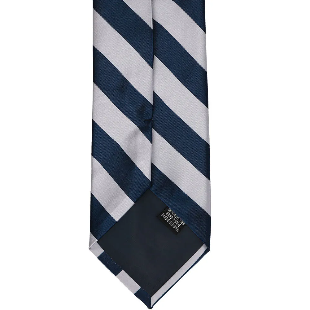 Navy Blue and Silver Striped Tie