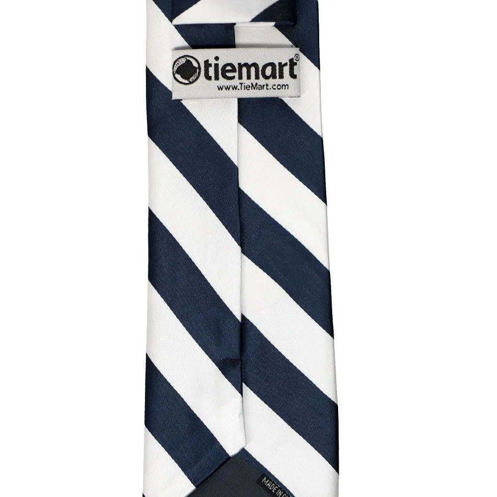 Navy Blue and White Striped Tie