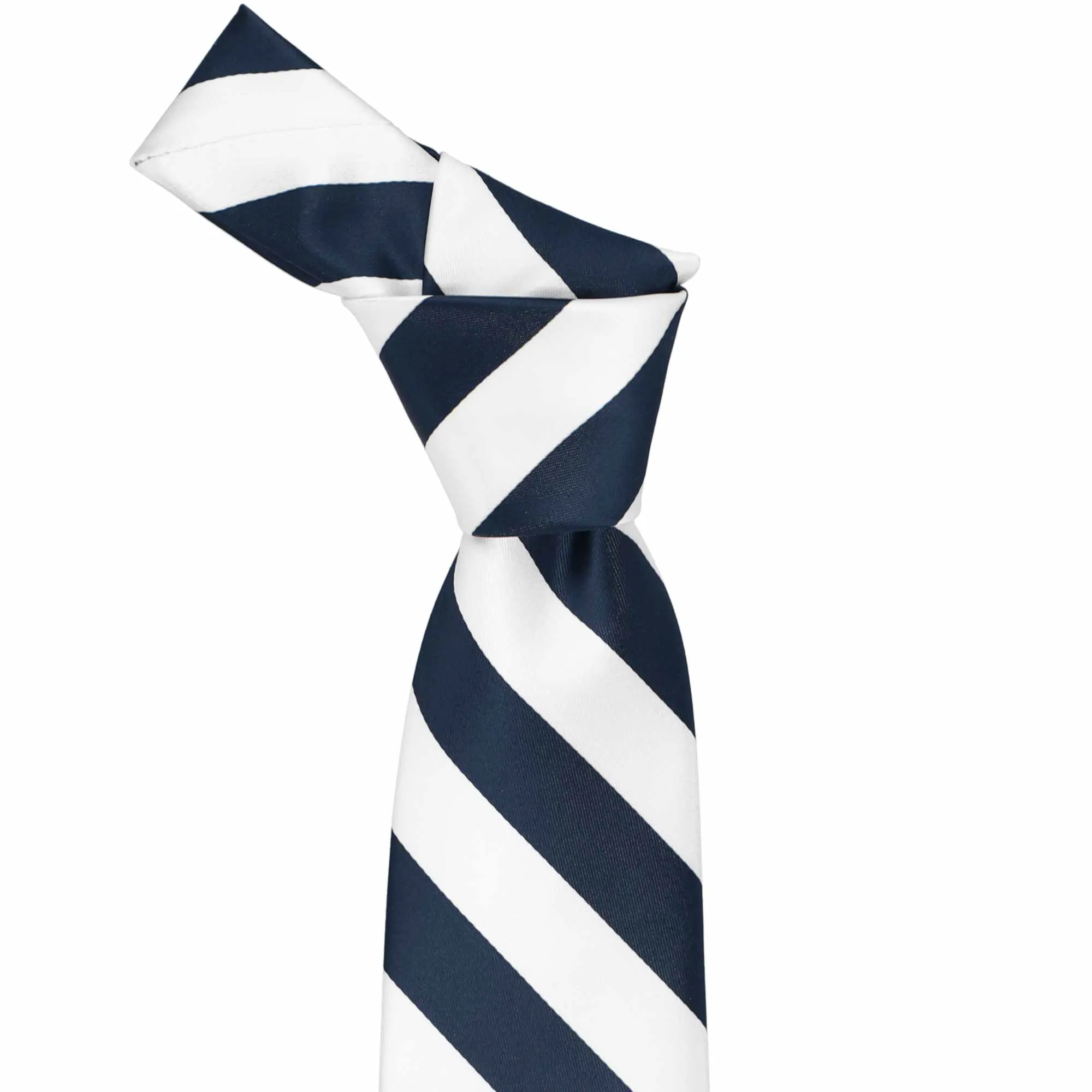 Navy Blue and White Striped Tie