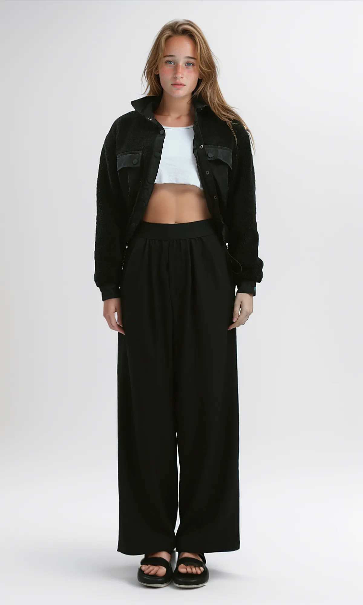 O175364 Coziness Black Jacket With Waterproof Pockets