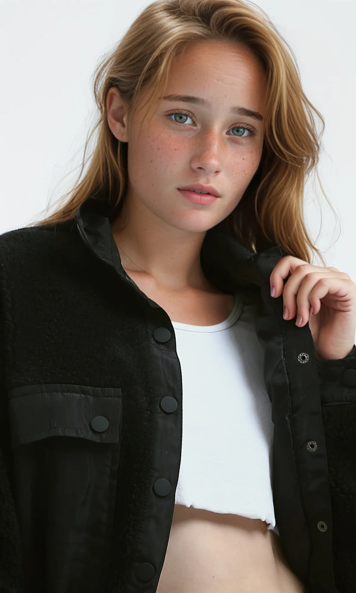 O175364 Coziness Black Jacket With Waterproof Pockets