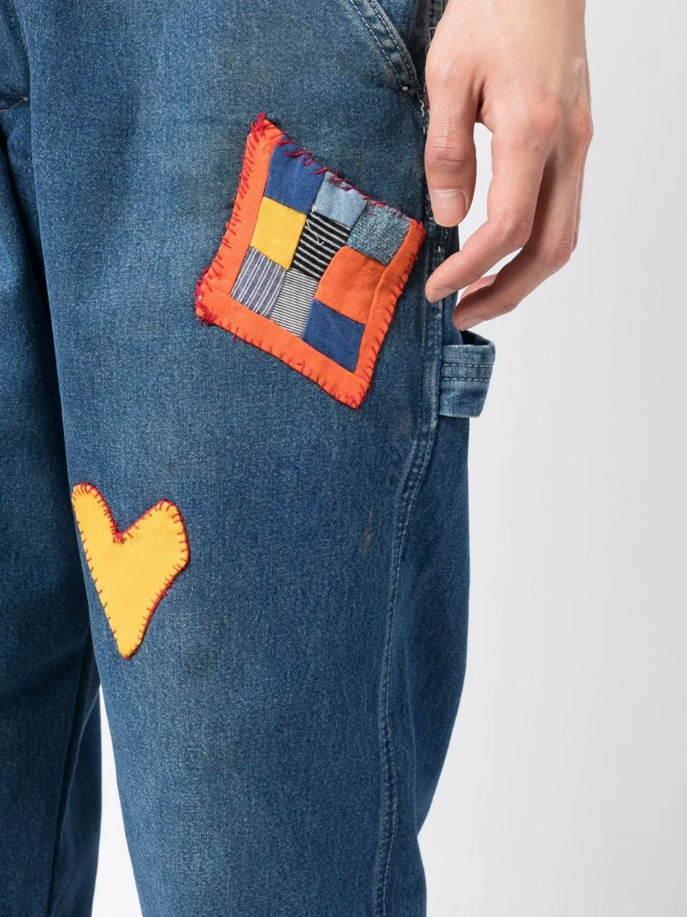 Patch-Detail Drawstring Jeans