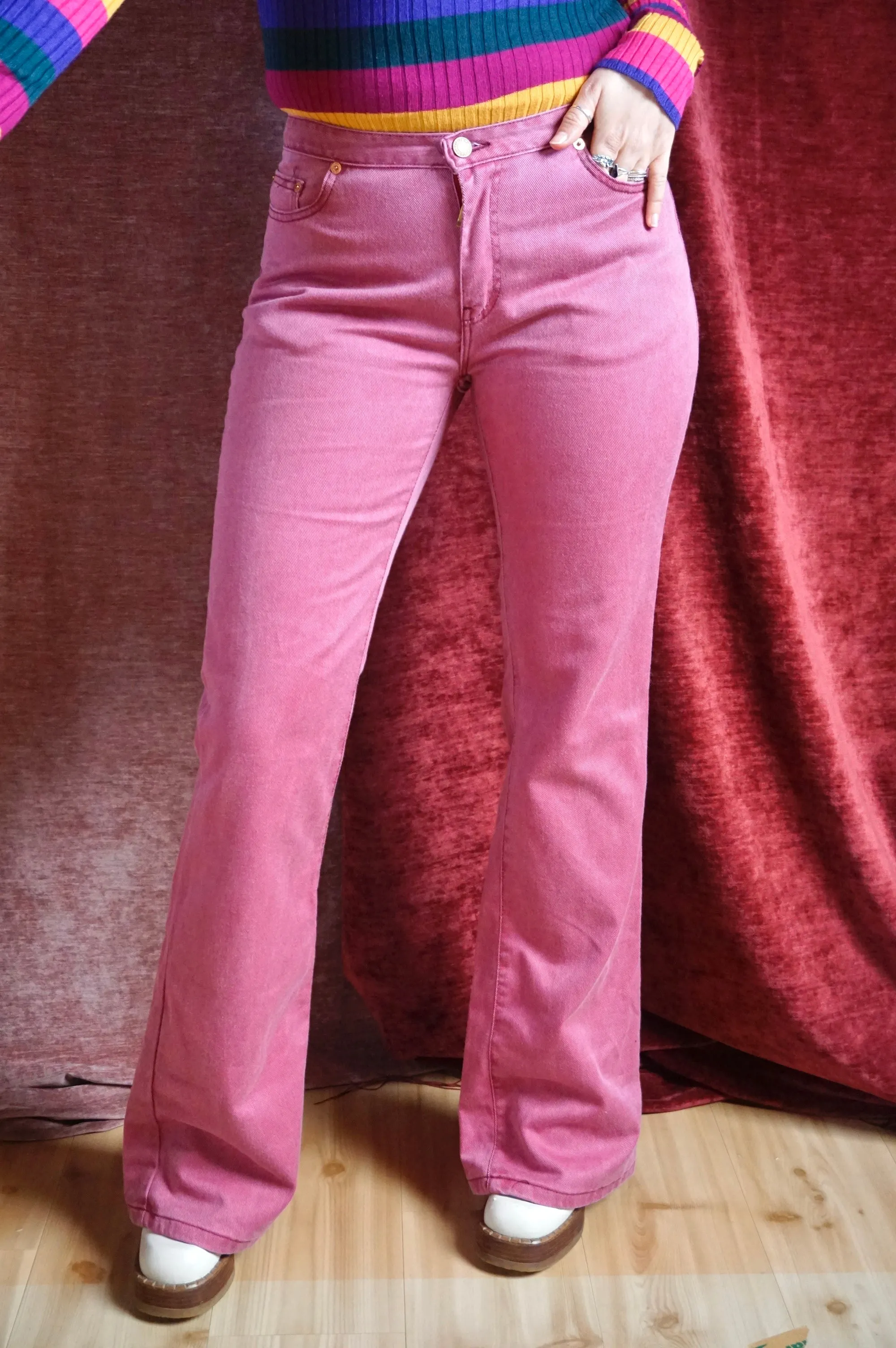 Pink Panther - Vintage Mid Rise / Flared jeans - 70s - Deadstock - M
