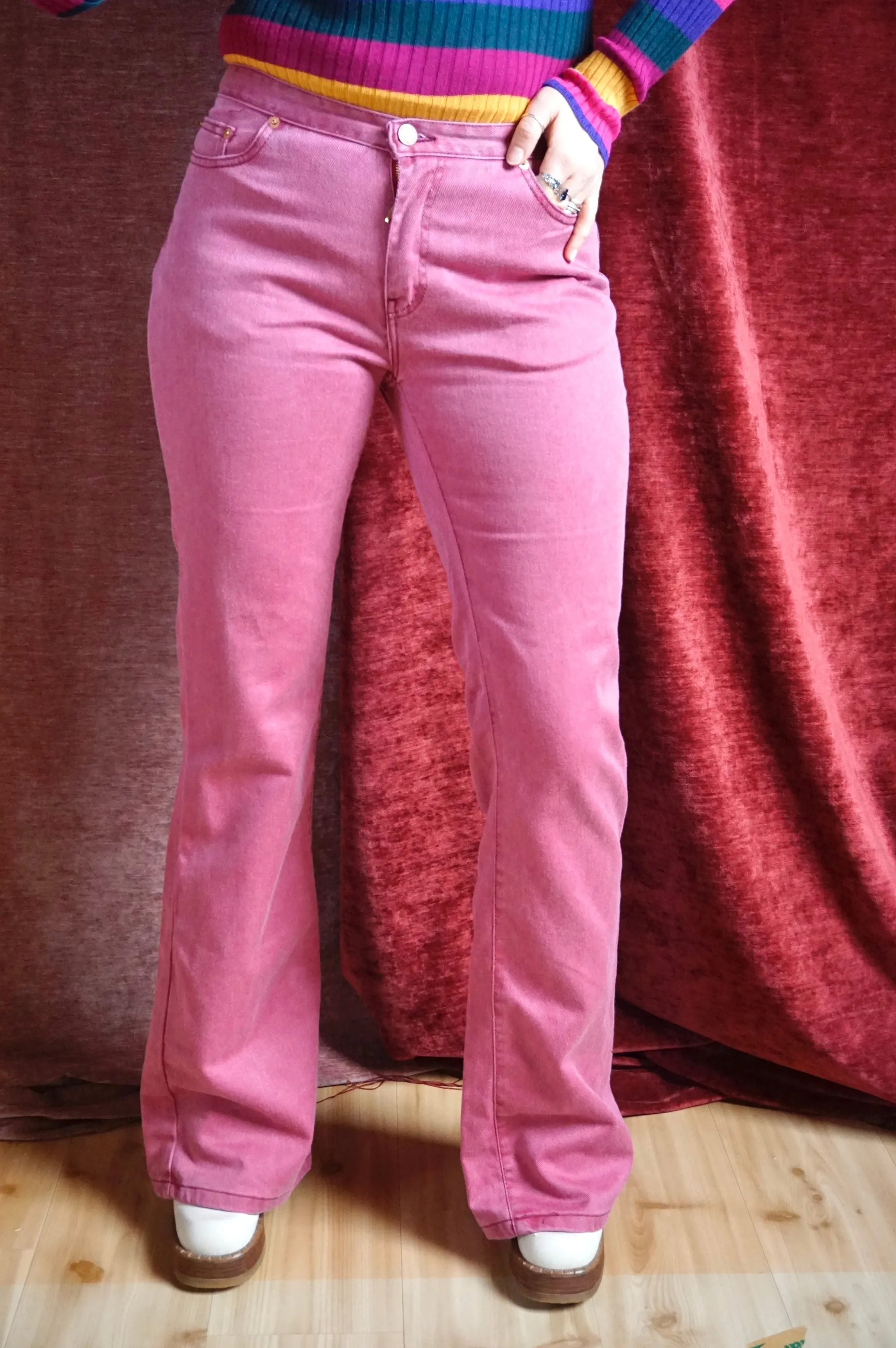 Pink Panther - Vintage Mid Rise / Flared jeans - 70s - Deadstock - M