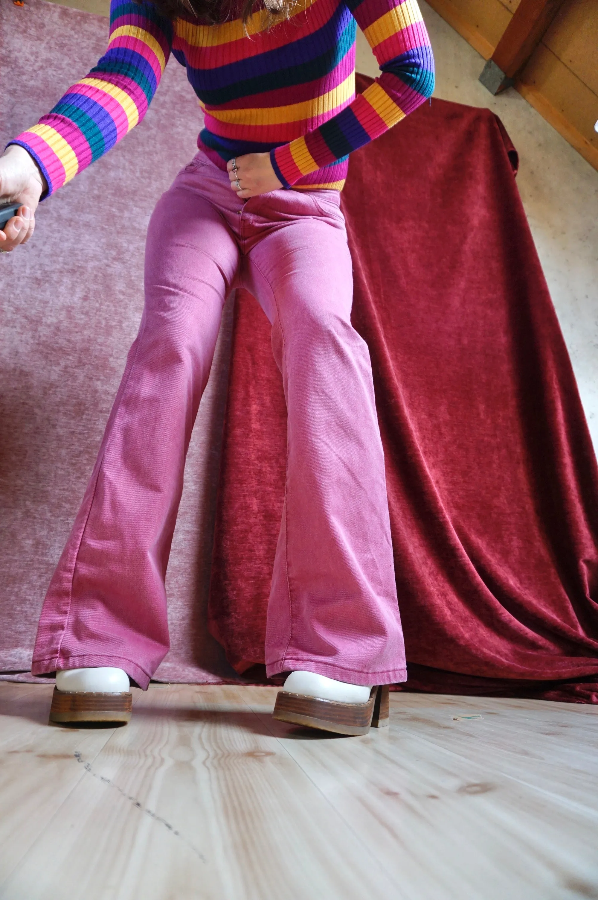 Pink Panther - Vintage Mid Rise / Flared jeans - 70s - Deadstock - M