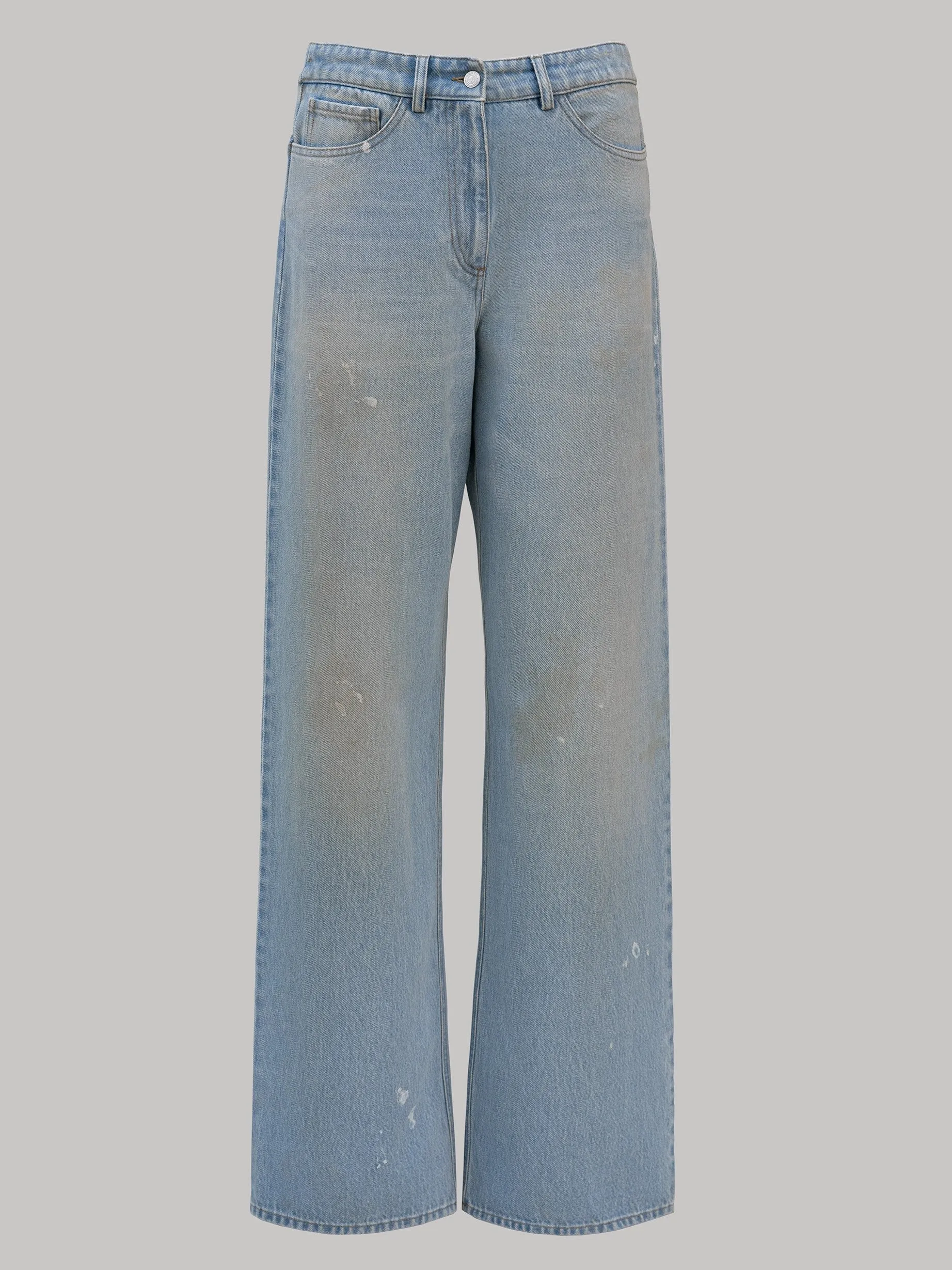 Pull to Open Jeans - Washed Denim Blue/Pink