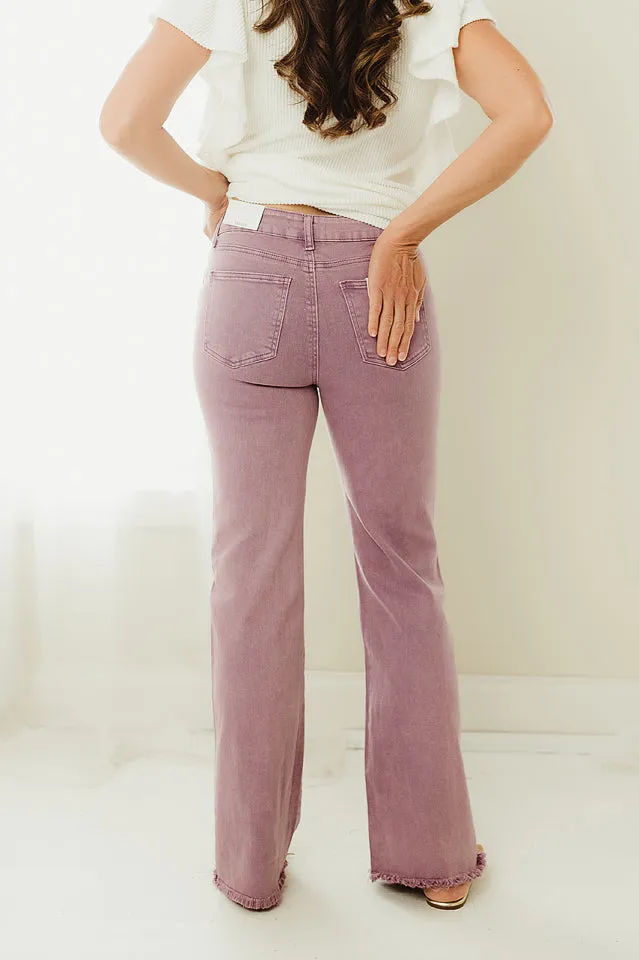 Regular Acid Washed Frayed Pants