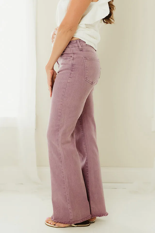 Regular Acid Washed Frayed Pants