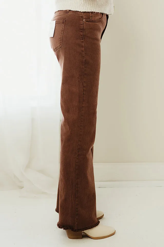 Regular Acid Washed Frayed Pants