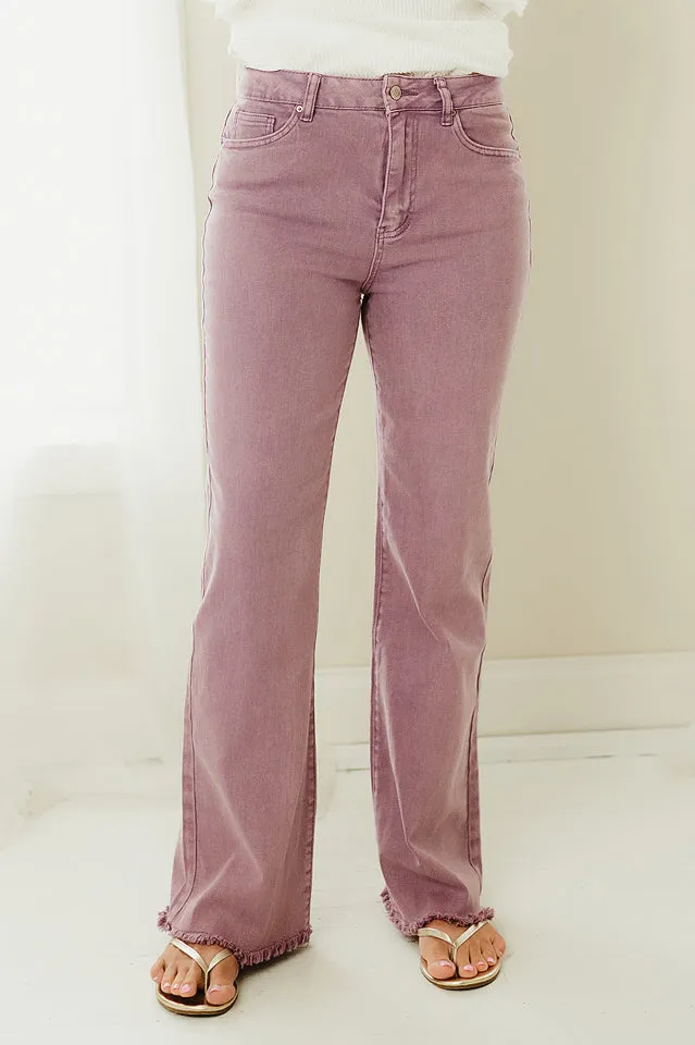 Regular Acid Washed Frayed Pants