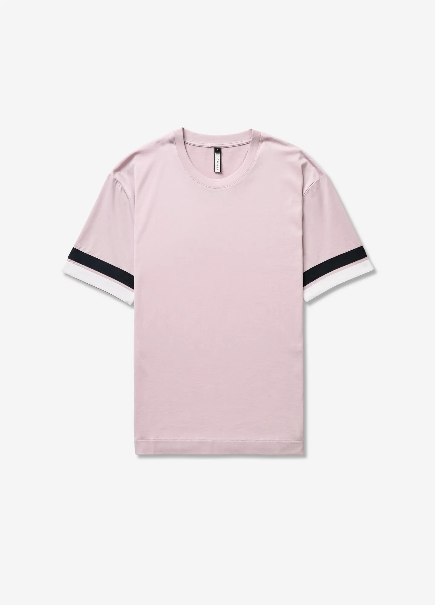 Relaxed Fit Stripe Cuff T-shirt Pink