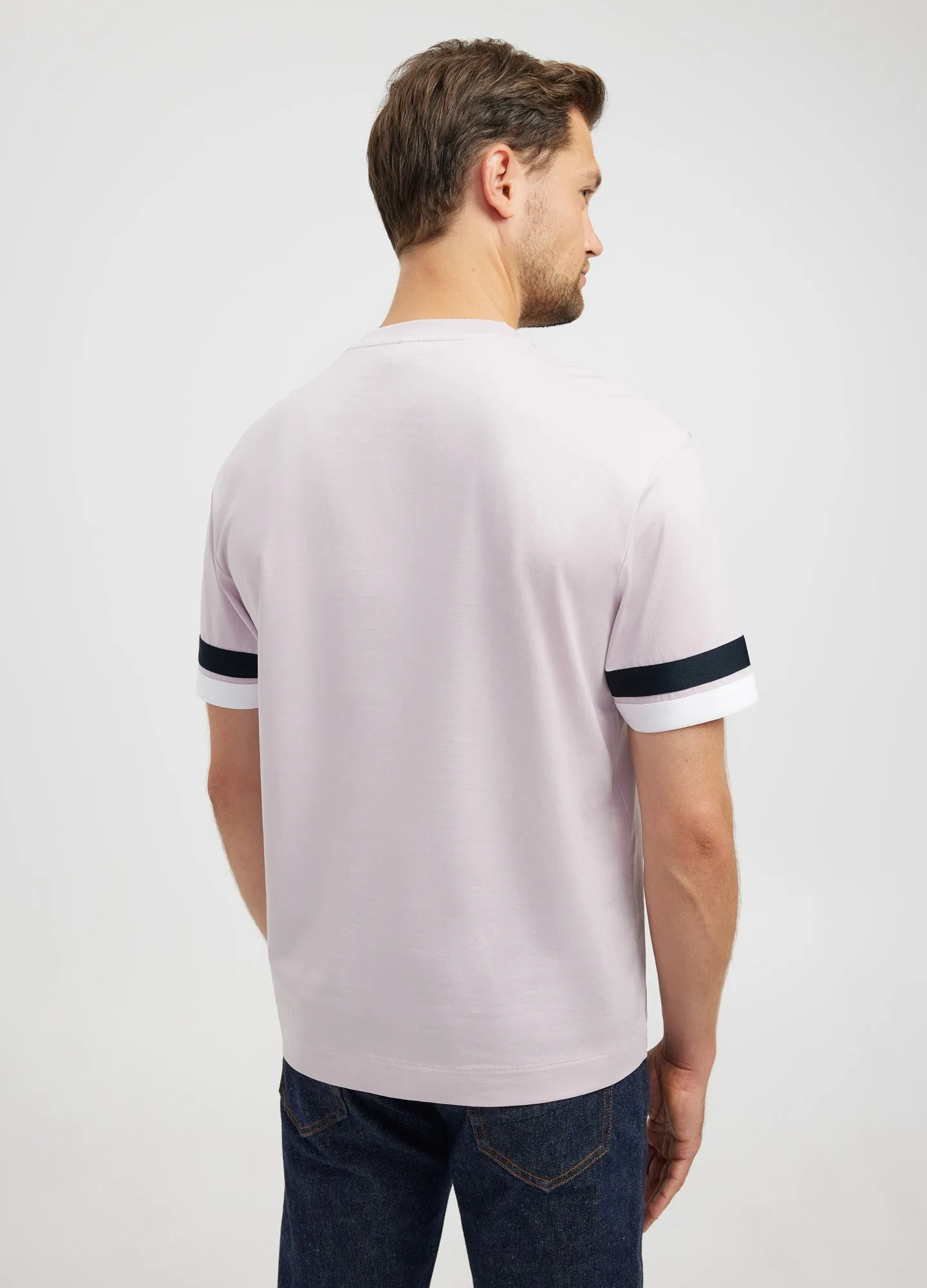 Relaxed Fit Stripe Cuff T-shirt Pink