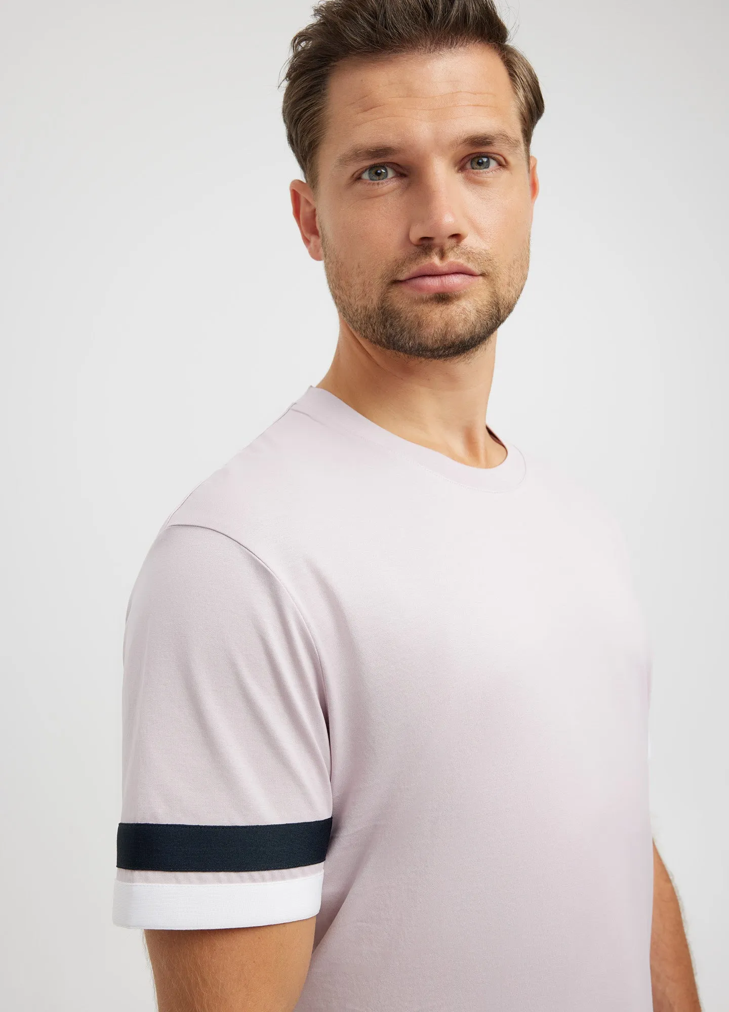 Relaxed Fit Stripe Cuff T-shirt Pink