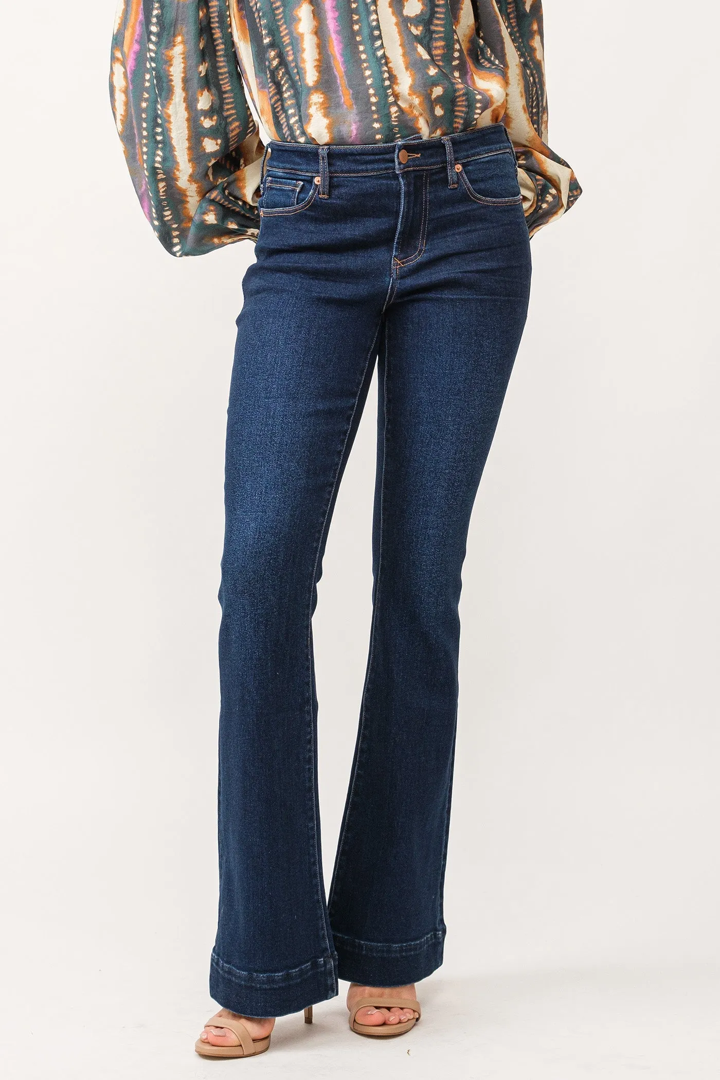 ROSA MID RISE WIDE HEM FLARE JEANS BRENTWOOD