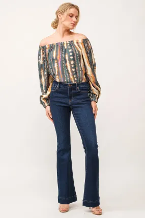 ROSA MID RISE WIDE HEM FLARE JEANS BRENTWOOD