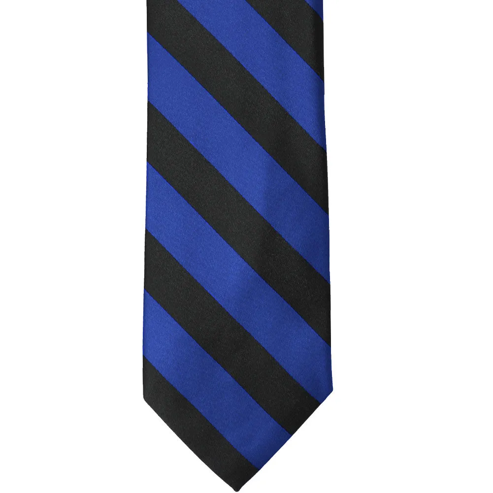Royal Blue and Black Striped Tie