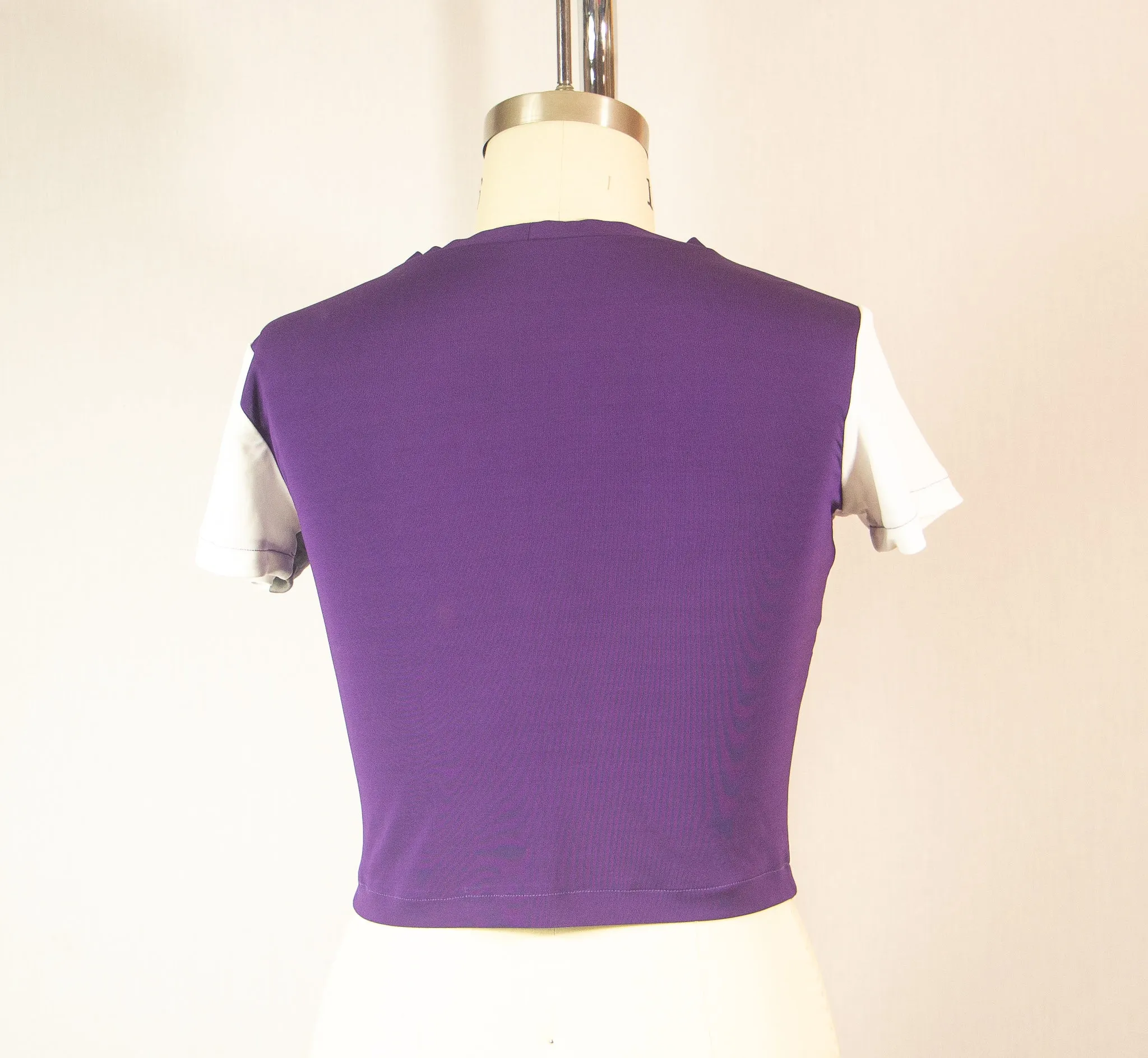 Short Sleeve Colorful Patchwork Rayon T shirt with Stones at Neckline