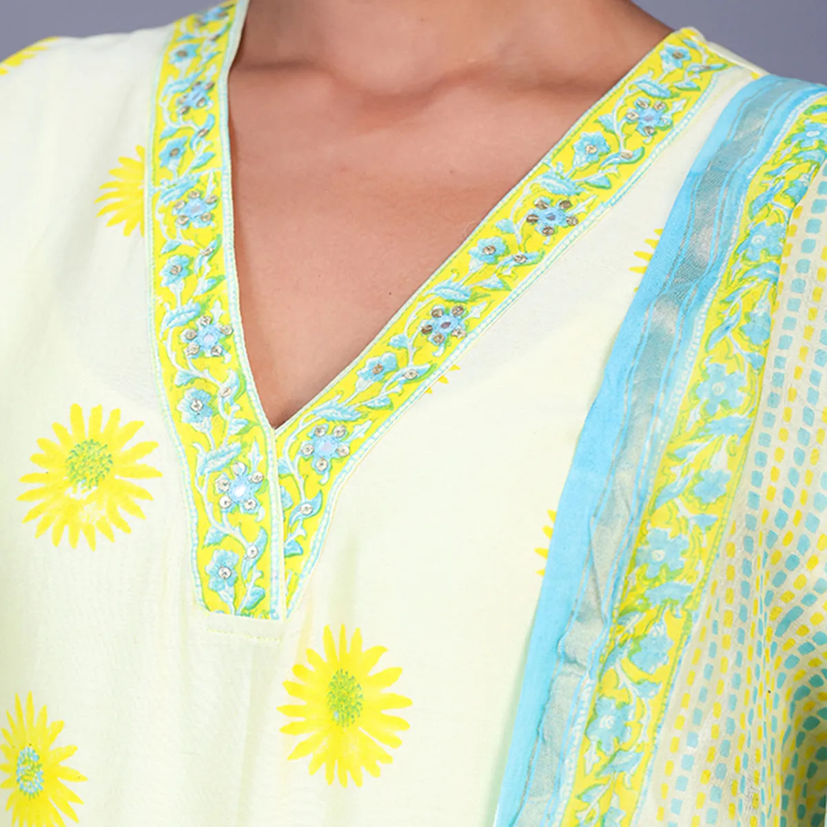Silk Kurta Set For Women | Kurta, Pant & Dupatta | Printed | Off White