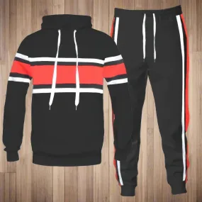 Stripe Pullover Hoodie & Pants Set