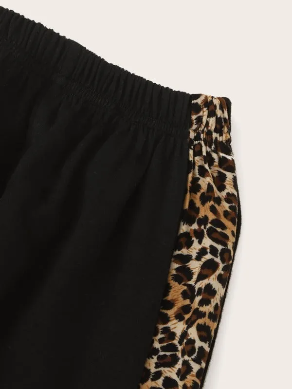Toddler Girls Star Print Tee & Leopard Panel Sweatpants