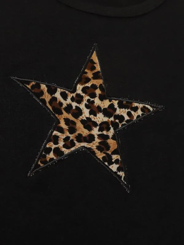 Toddler Girls Star Print Tee & Leopard Panel Sweatpants