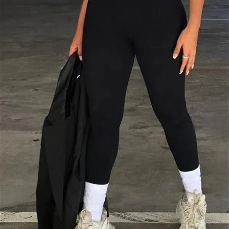 Tossy Ribbed Yoga Leggings Sports Tights Women Push Up Fit