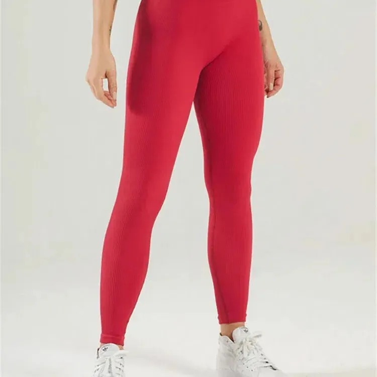 Tossy Ribbed Yoga Leggings Sports Tights Women Push Up Fit