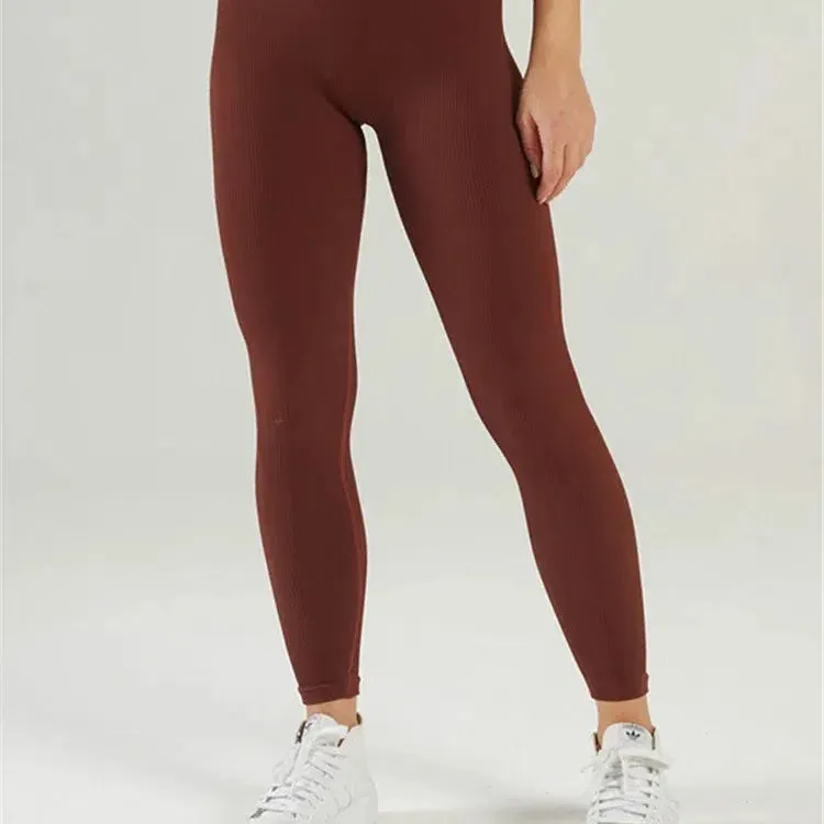 Tossy Ribbed Yoga Leggings Sports Tights Women Push Up Fit