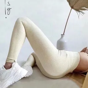 Tossy Ribbed Yoga Leggings Sports Tights Women Push Up Fit