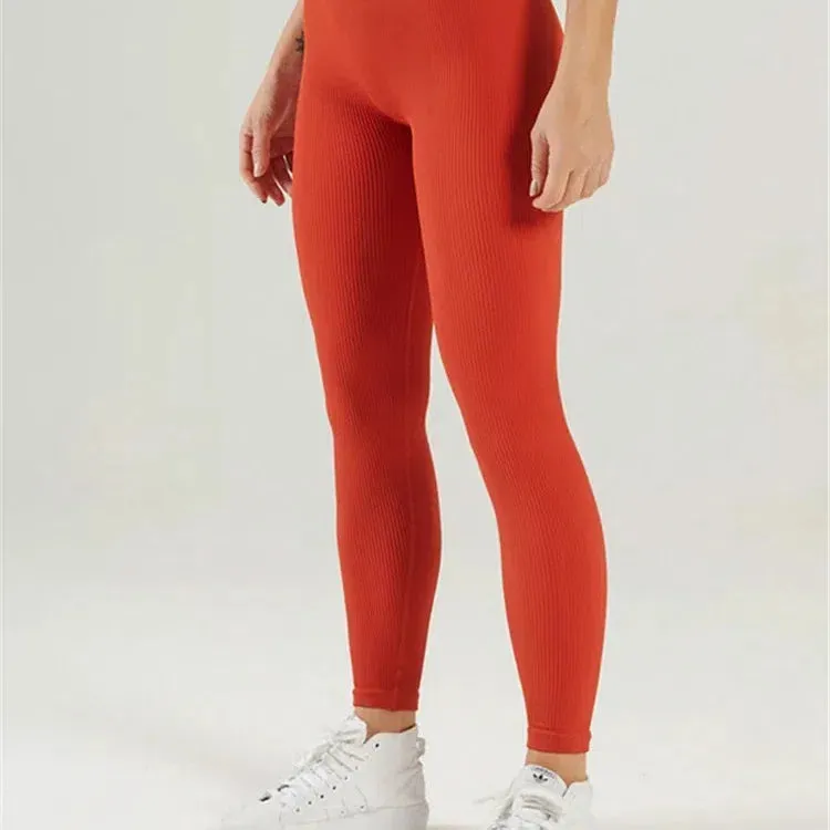 Tossy Ribbed Yoga Leggings Sports Tights Women Push Up Fit
