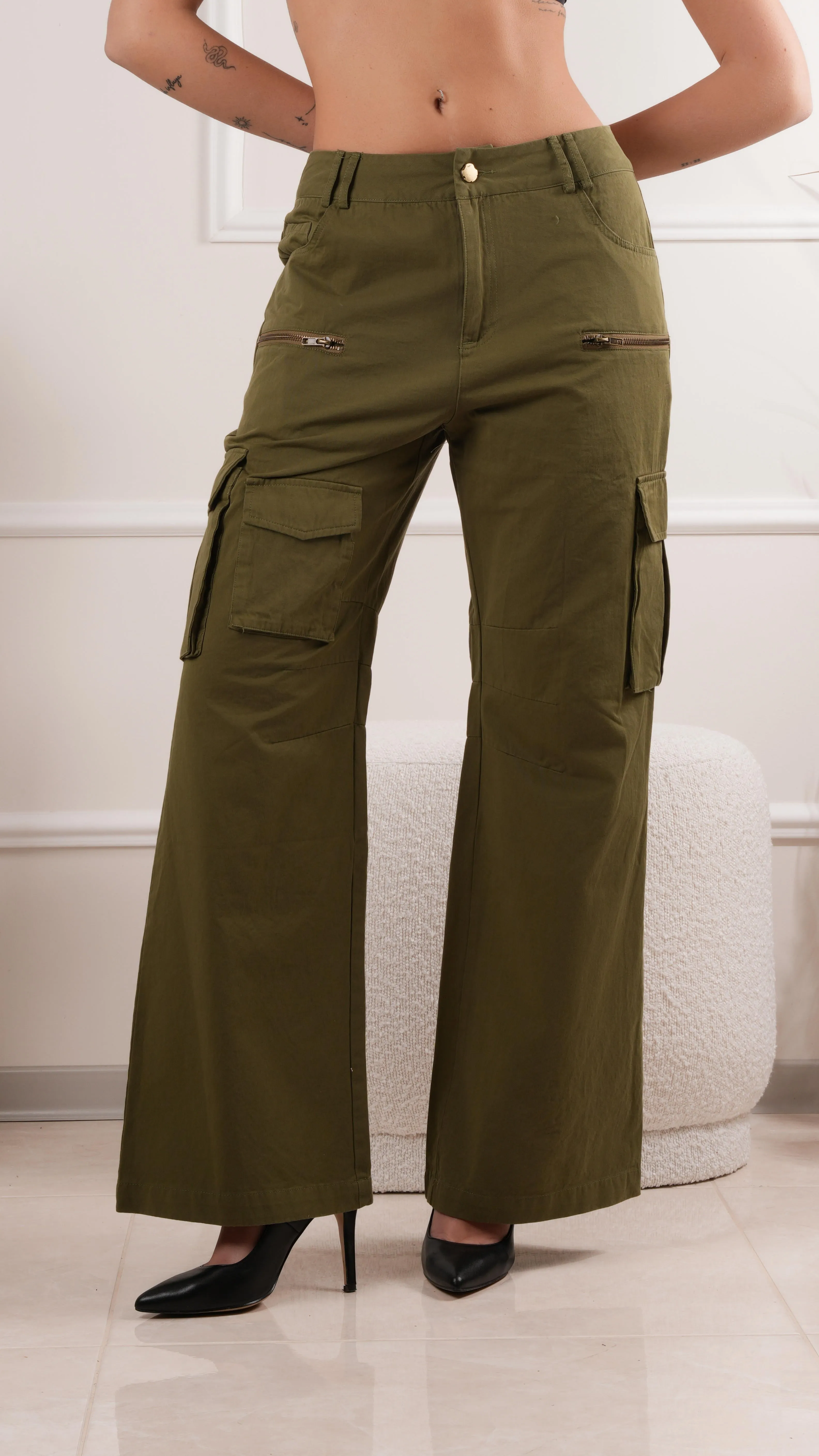 Utility cargo wide-leg trousers wholesale
