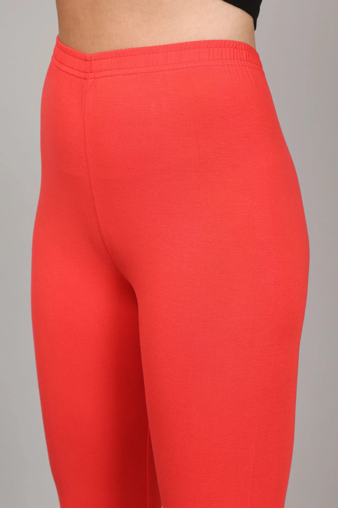 VISCOSE ANKLE LEGGINGS - CORAL