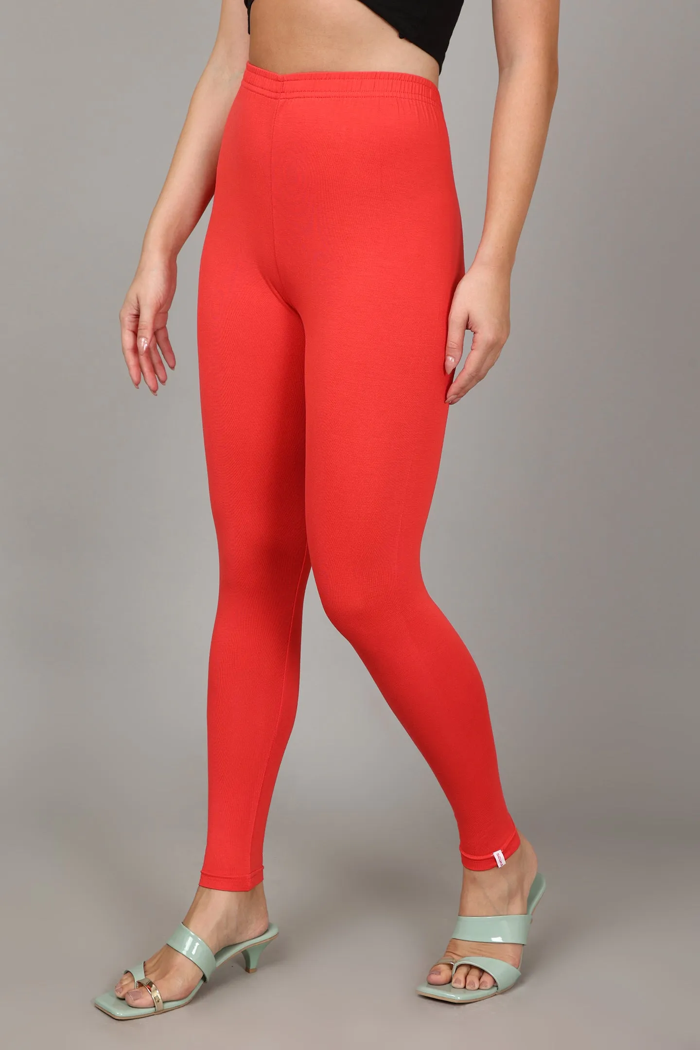 VISCOSE ANKLE LEGGINGS - CORAL