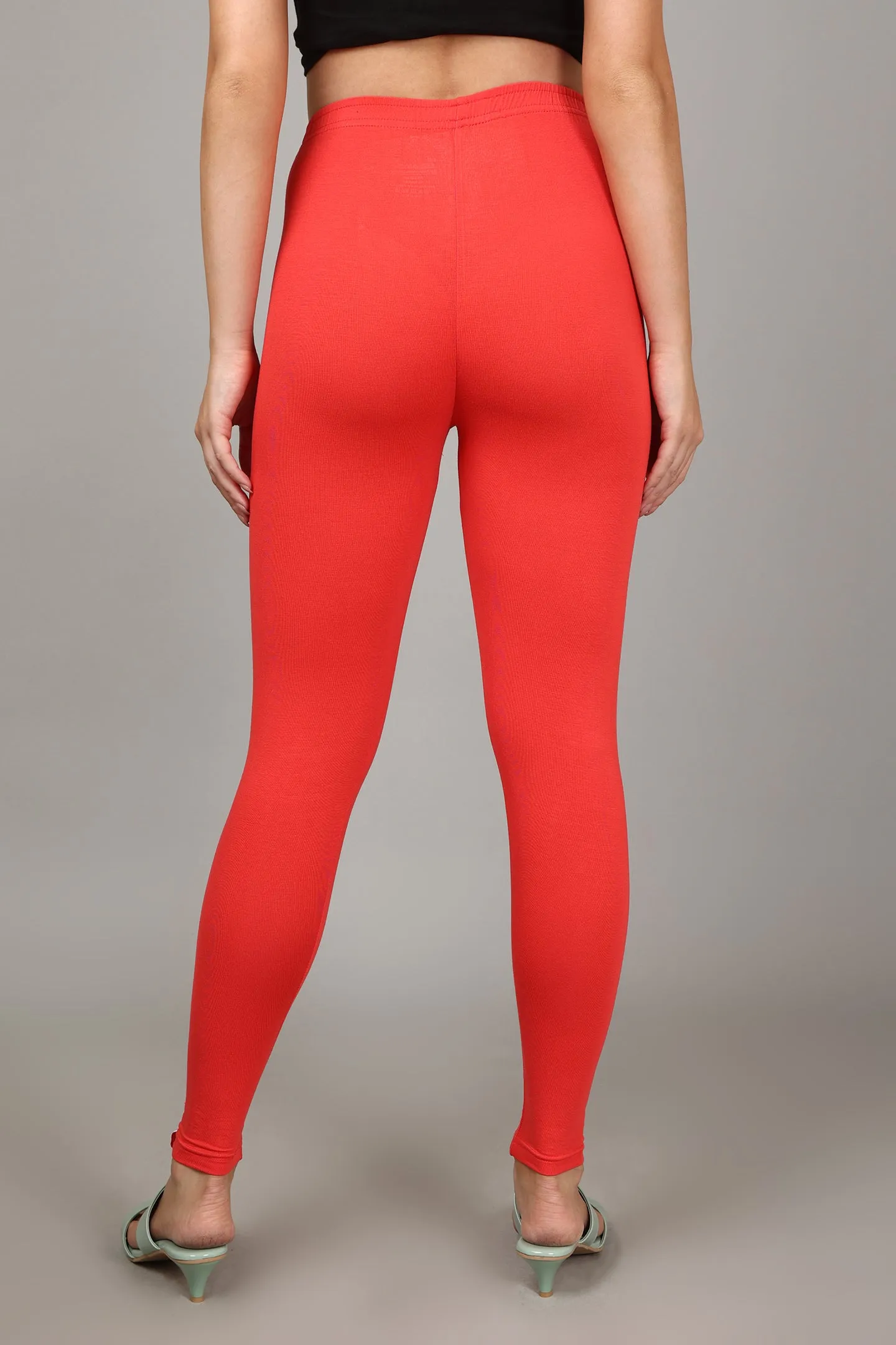 VISCOSE ANKLE LEGGINGS - CORAL