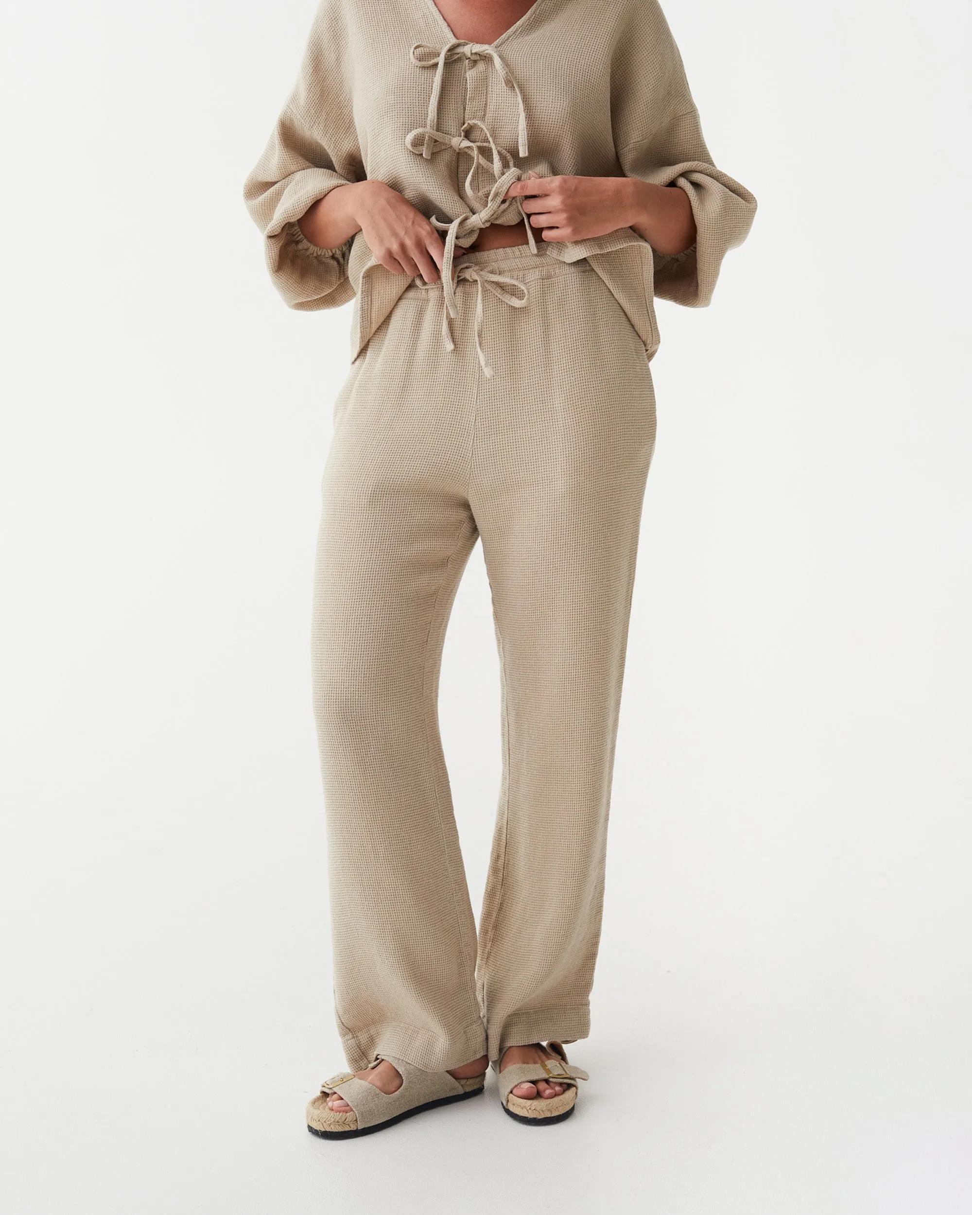 Waffle sweatpants GASPE in Natural