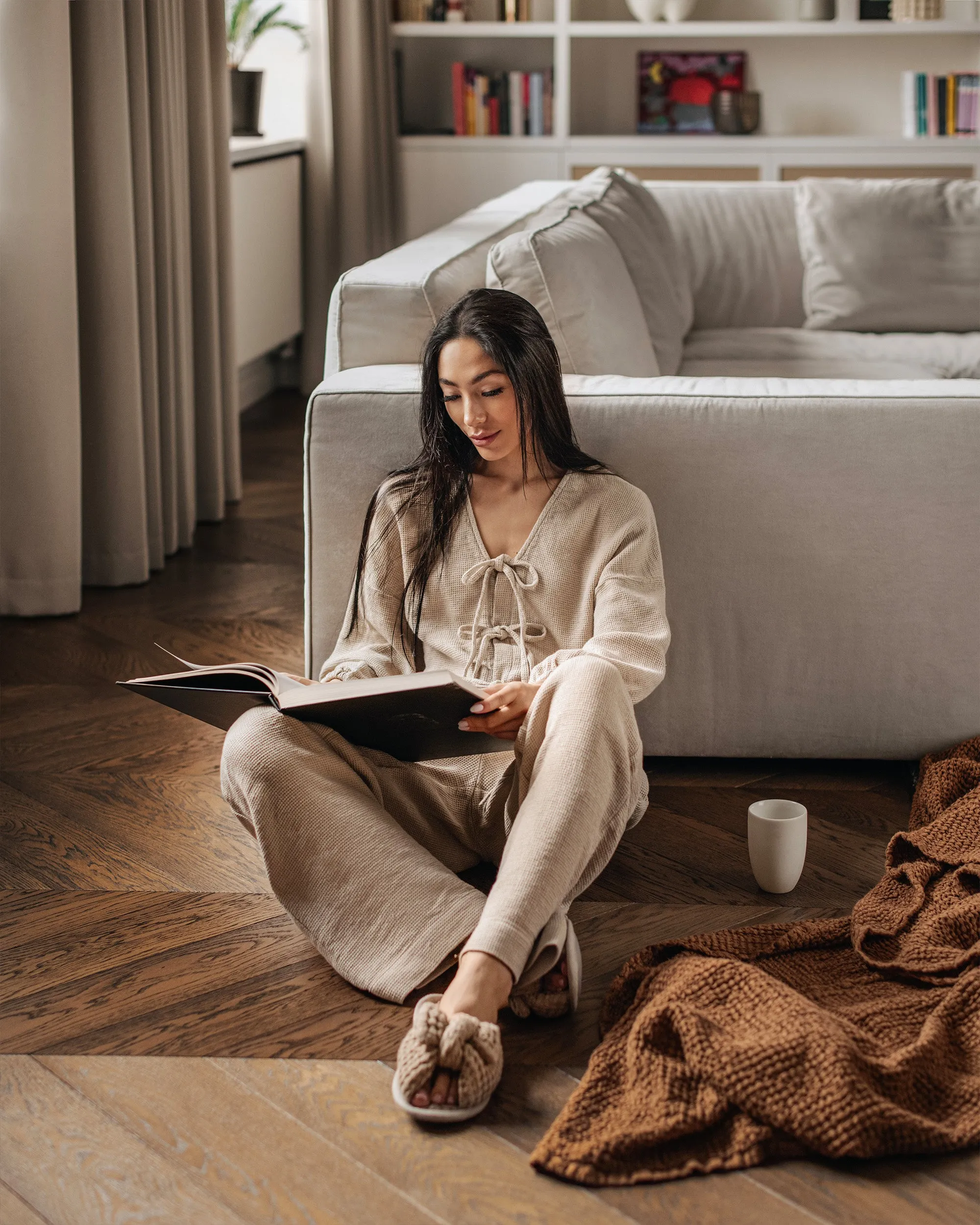 Waffle sweatpants GASPE in Natural