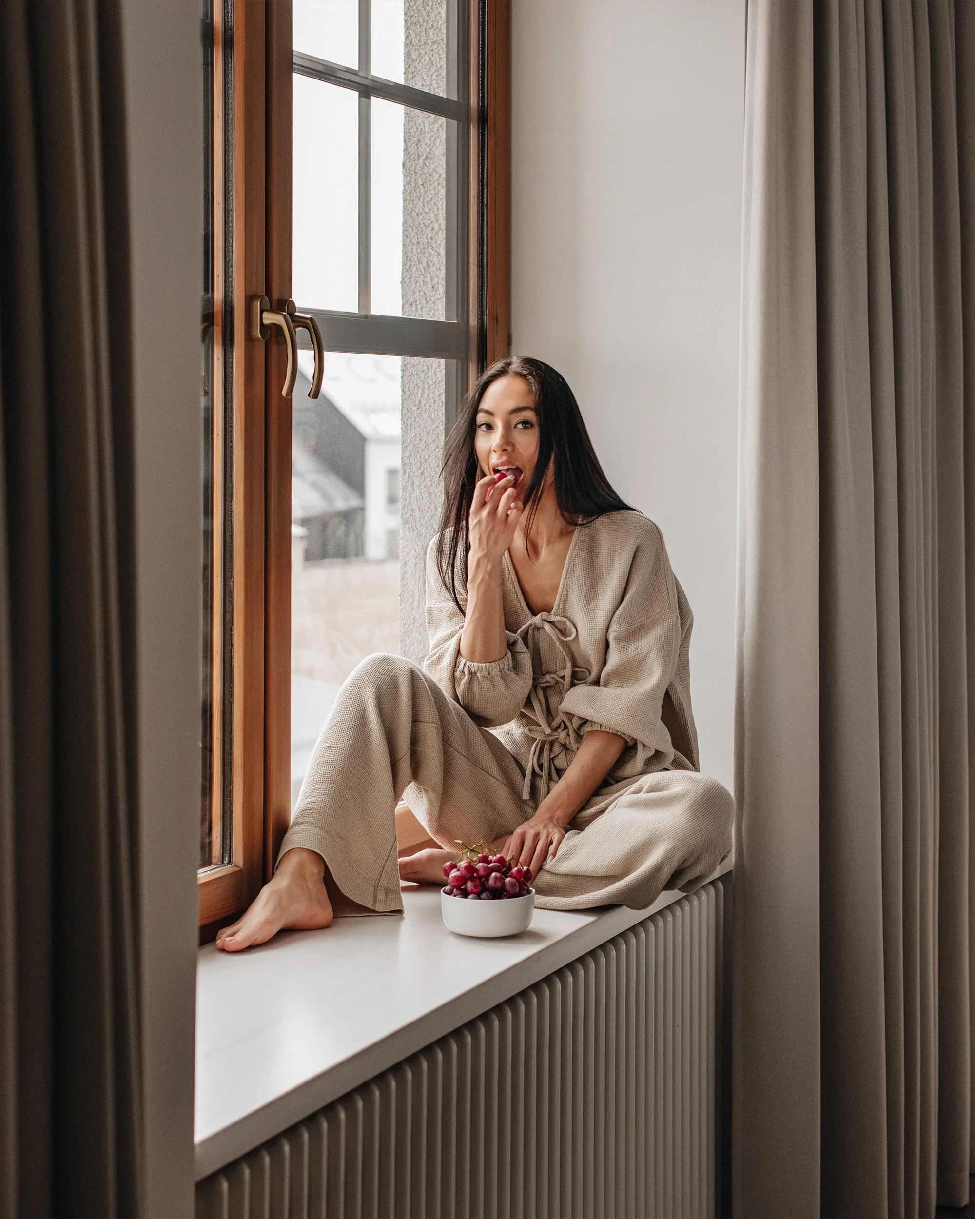 Waffle sweatpants GASPE in Natural