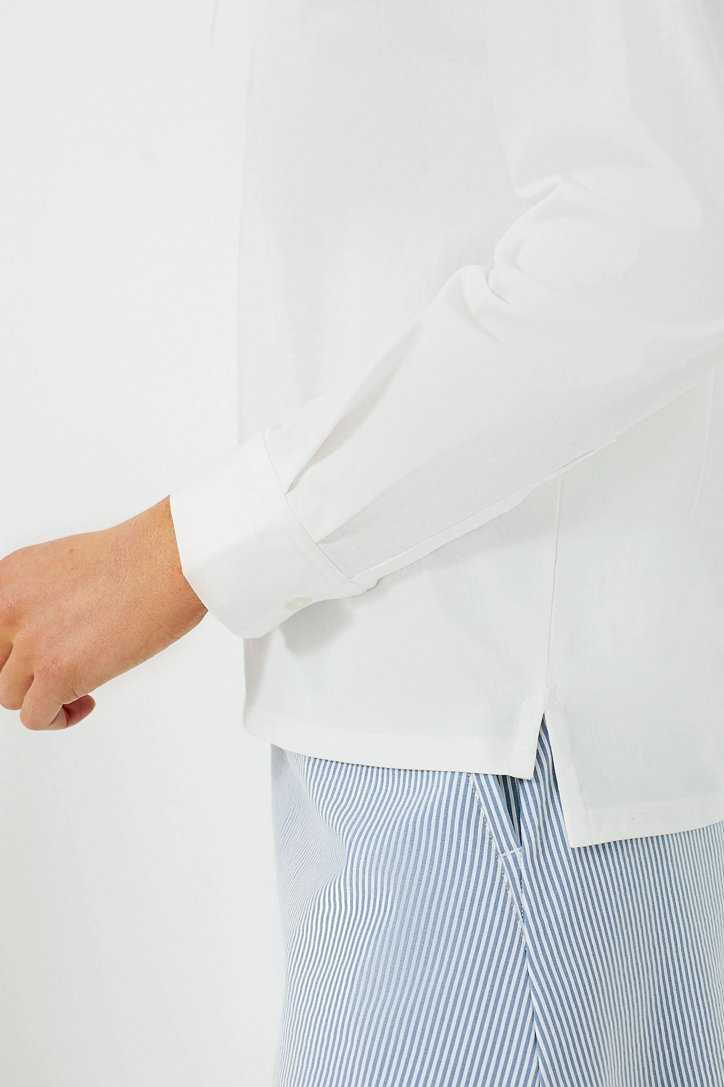 White Long Sleeve Performance Cotton Harrison Polo